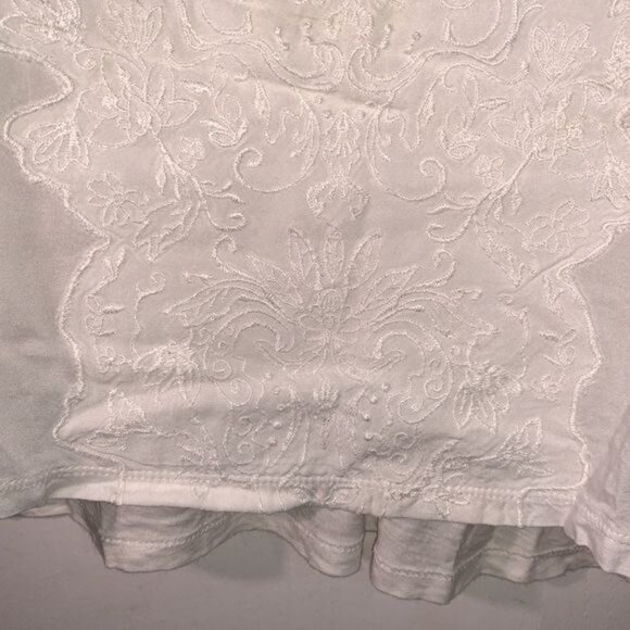 Gloria Vanderbilt Womens White Embroidered V-Neck Top L - Picture 8 of 11